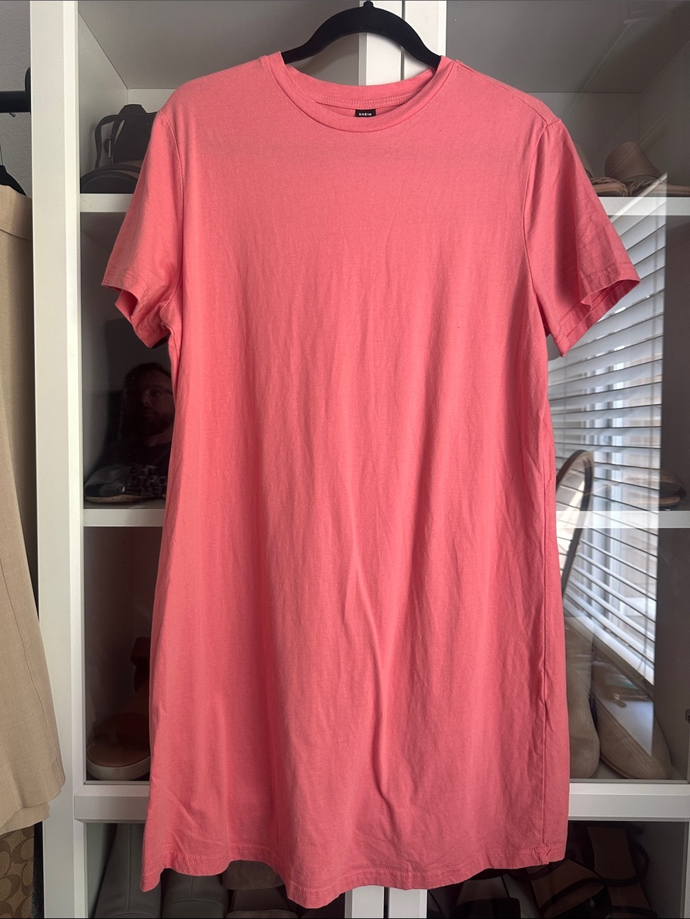Salmon Pink Crewneck T-Shirt Dress 0XL